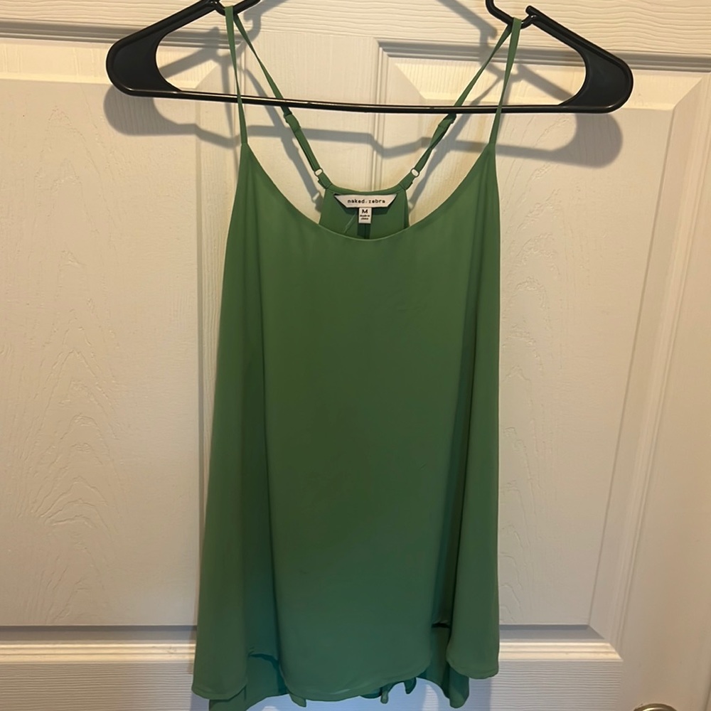 Naked zebra green tank top, size M
